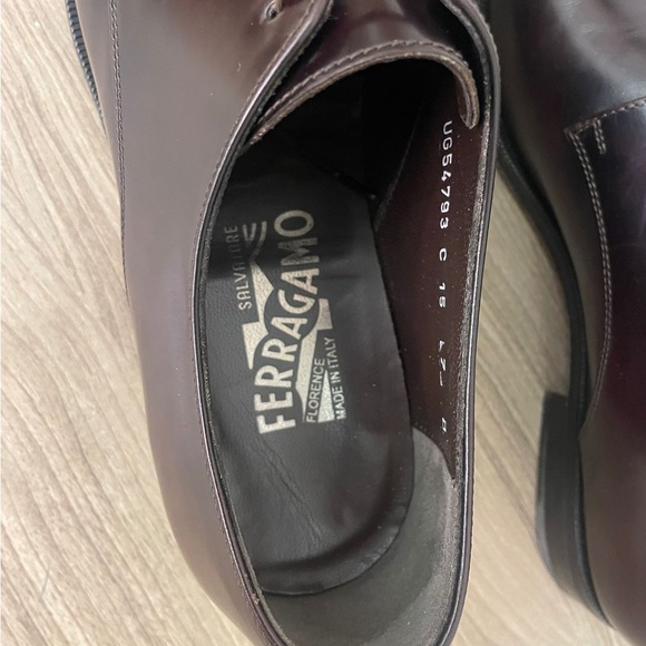 Ferragamo  7D Brown Leather Cap Toe Derby/Oxford Men's Lace Up tie shoes - Picture 7 of 9
